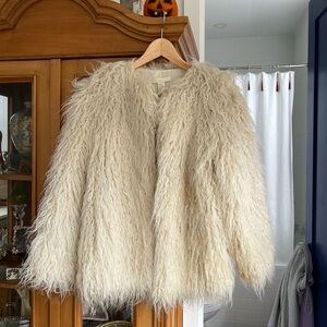 H&M Cream Faux Fur Coat
